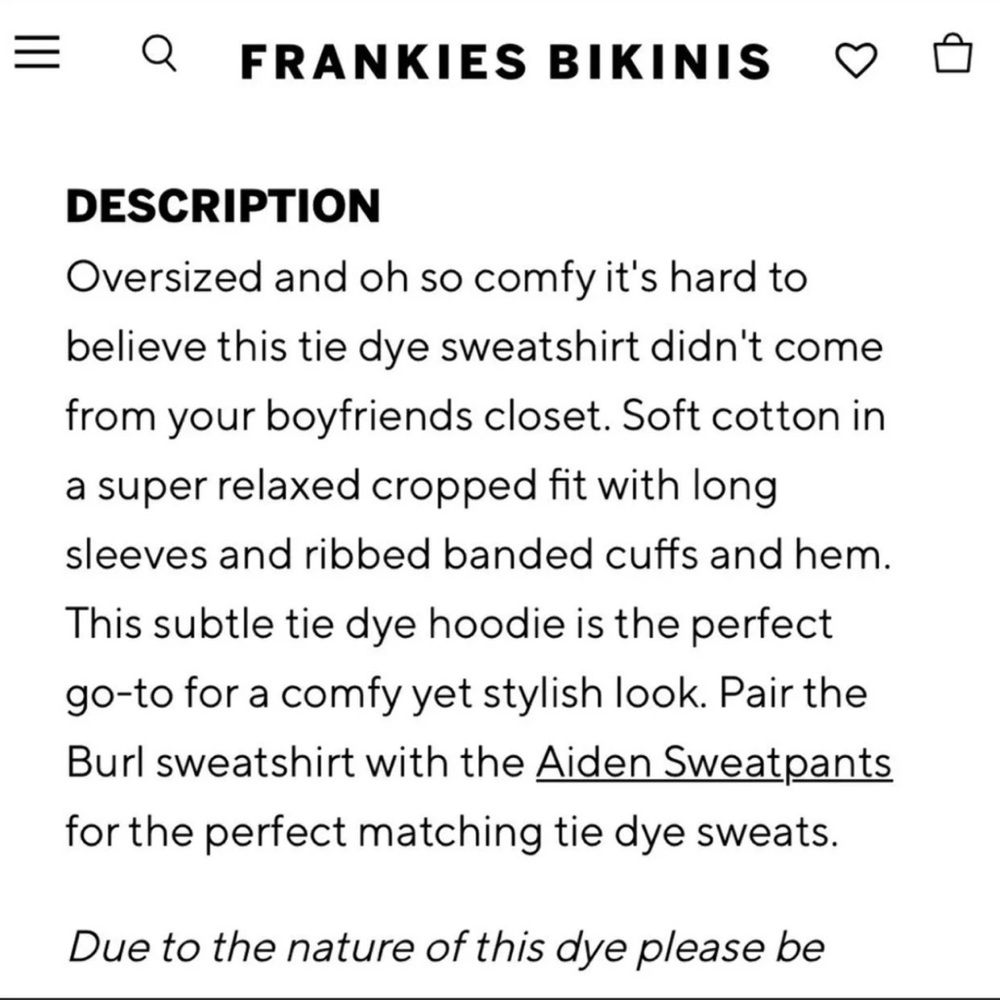 Frankies Bikini Burl Sweatshirt Rainbow T… - Picture 8 of 8